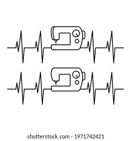 Heartbeat Sewing Machine Vector Illustration