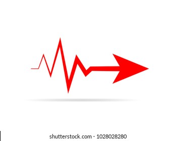 Heartbeat sign with arrow. Vector illustration. The concept of health