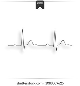 Heartbeat sign in flat design. Electrocardiogram, ecg, ekg - medical icon.