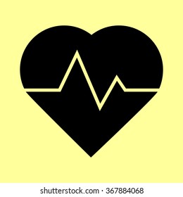 Heartbeat sign. Flat style icon vector illustration.