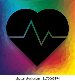 Heartbeat sign illustration. Vector. Flat style black icon on white.