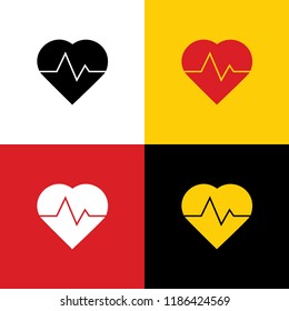 Heartbeat sign illustration. Vector. Icons of german flag on corresponding colors as background.