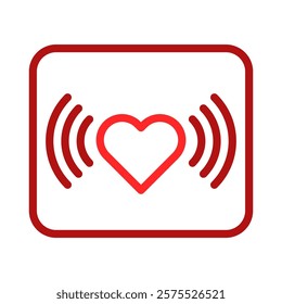 Heartbeat signal red square background