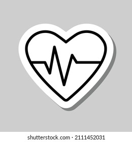 Heartbeat simple icon vector. Flat desing. Sticker with shadow on gray background.ai
