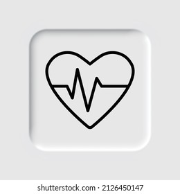 Heartbeat simple icon vector. Flat desing. Neumorphism design.ai