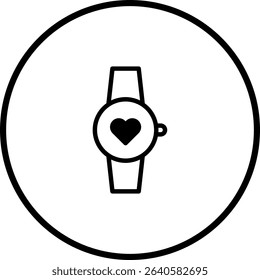 Heartbeat smartwatch vector icon representing fitness tracking and healthcare technology