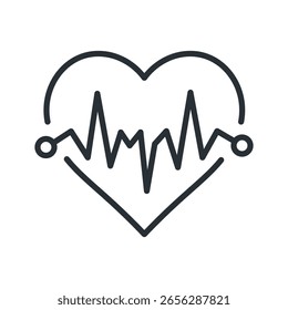 Icono de línea sólida de latidos. Ilustración vectorial aislada. Símbolo de corazón con forma de onda