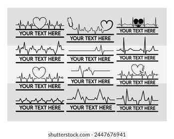 Heartbeat, Heartbeat Split Monogram, Healthcare, EKG, Science, Heart Rate, Heartbeat Silhouette, Vector,  svg