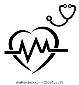 Heartbeat with Stethoscope Vector Illustration