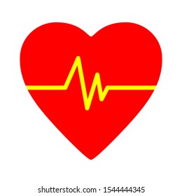 Heartbeat symbol, ecg or ekg heart beat illustration