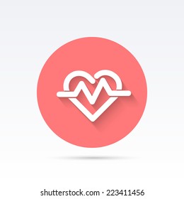 Heartbeat symbol - vector illustration. Flat style design.