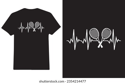 Heartbeat with tennis bat tennis t-shirt design