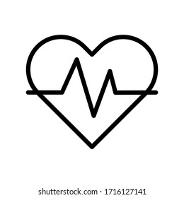 Heartbeat Thin Line Icon EPS Vector