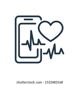 Heartbeat tracker app icon. Isolated technology and heartbeat tracker app icon line style. Premium quality vector symbol drawing concept for your logo web mobile app UI design.