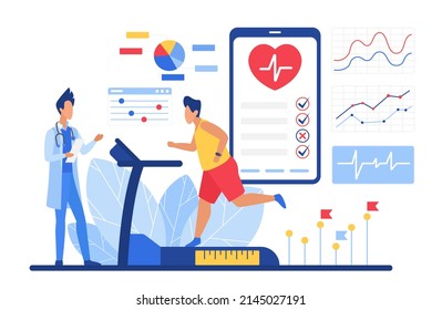Aplicación de seguimiento de latidos durante el ejercicio cardiovascular. Diagnóstico y análisis de pacientes de corazón médico
