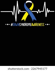 Heartbeat Trisomy 21 Down Syndrome Awareness T-Shirt design.