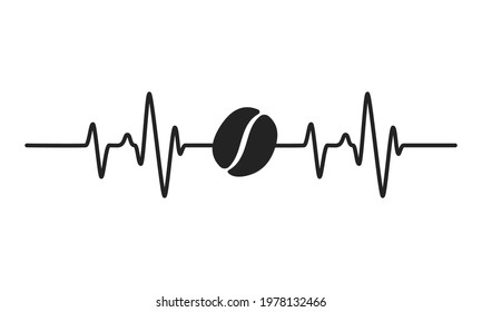 Heartbeat Vector Graphs Of A Fast Heartbeat From Caffeinated Morning Coffee.