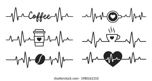 Heartbeat vector Graphs of a fast heartbeat from caffeinated morning coffee.