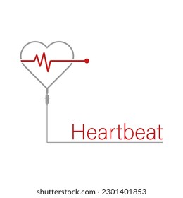 Heartbeat vector icon. Drop counter with heartbeat pulse. Cardiology healthcare concept. Infusion therapy.