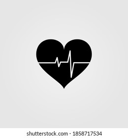 Heartbeat vector icon. Heart pulse, cardiogram symbol.