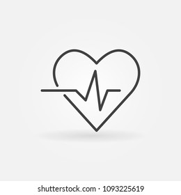 Heartbeat vector icon - heart rate linear symbol or logo element