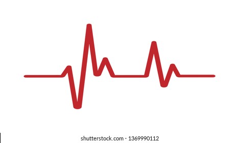 Heartbeat - Vector icon heartbeat line. Heartbeat icon for medical apps. Heart beat in red color. Eps10