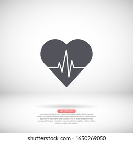 Heartbeat vector icon , lorem ipsum Flat design