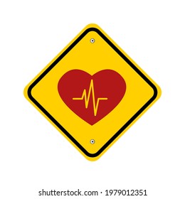 heartbeat vector icon on road sign. Medicine concept