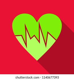 heartbeat vector icon. red and rose heart with cardio line