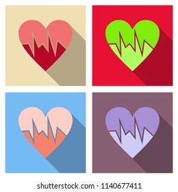 heartbeat vector icon. red and rose heart with cardio line