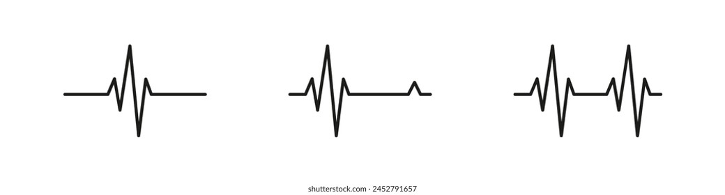 Heartbeat vector icon set. Heart beating line icons.