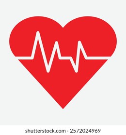 Heartbeat vector illustration. Heart cardio with heartbeats. Heart Rate Icon Symbol. Heart With Pulse.