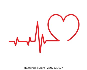 Heartbeat vector isolated on white background