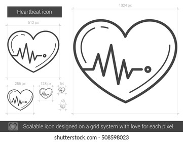 Heartbeat vector line icon isolated on white background. Heartbeat line icon for infographic, website or app. Scalable icon designed on a grid system.