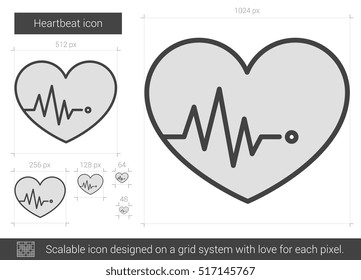 Icono de línea vectorial de latido aislado en fondo blanco. Icono de línea de latido para infografía, sitio web o aplicación. Icono escalable diseñado en un sistema de cuadrícula.