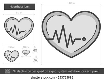 Icono de línea vectorial de latido aislado en fondo blanco. Icono de línea de latido para infografía, sitio web o aplicación. Icono escalable diseñado en un sistema de cuadrícula.