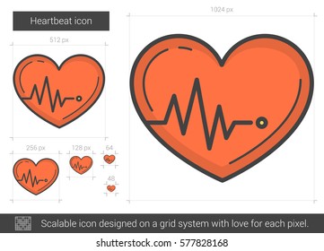 Heartbeat vector line icon isolated on white background. Heartbeat line icon for infographic, website or app. Scalable icon designed on a grid system.