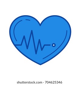 Heartbeat vector line icon isolated on white background. Heartbeat line icon for infographic, website or app. Blue icon designed on a grid system.