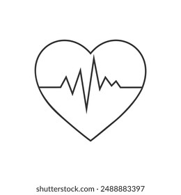 Heartbeat vector line icon on white flat sign