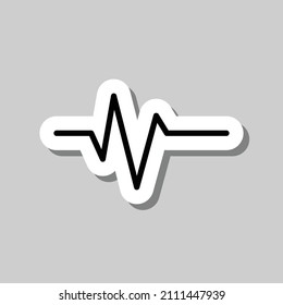 Herzschlag, Vektorsymbol einfach. Flaches Design. Aufkleber mit Schatten auf grauem Hintergrund.ai