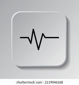 Heartbeat vector simple icon. Flat desing. Black icon on square button with shadow. Grey background.ai