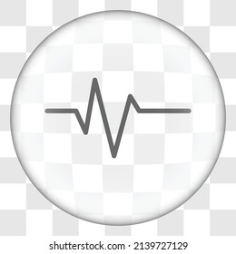 Heartbeat Vector Simple Icon. Flat Design. Glass Button On Transparent Grid.ai