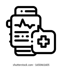 Heartbeat Watch Icon Vector. Outline Heartbeat Watch Sign. Isolated Contour Symbol Illustration