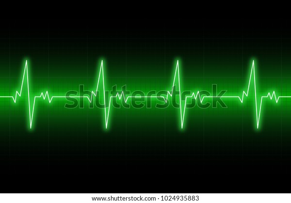 Herzschlag Kardiogramm Ekg Herzlinie Gruner Hintergrund Stock Vektorgrafik Lizenzfrei