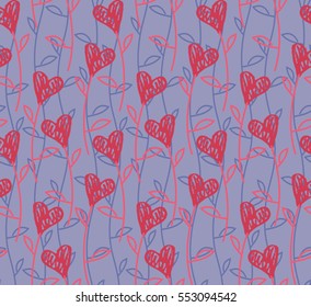 Heartblossom seamless pattern.