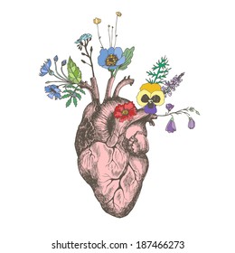 Heartblossom. Vector illustration.