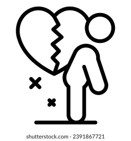Heartbrake abuse icon outline vector. Violence school. Stress problem