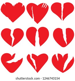 Heartbreak, broken heart or divorce flat icon for apps and websites