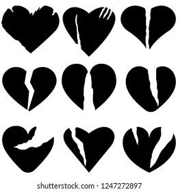 Heartbreak, broken heart or divorce flat icon for apps and websites