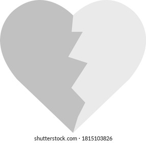 heartbreak broken heart or divorce flat vector icon for apps and websites.  sad separation breakup.